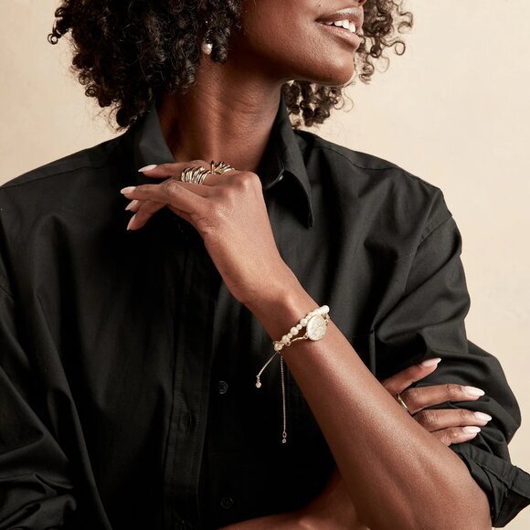 Banana Republic Black OVERSIZED BUTTON-DOWN SHIRT/NWT/M - Picture 3 of 11